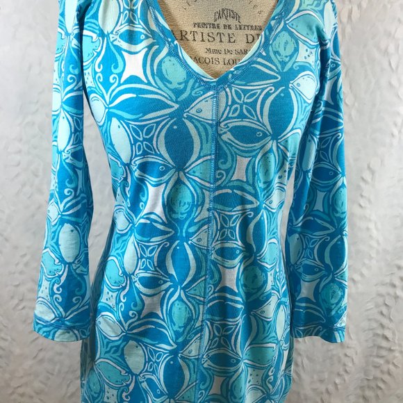 Lilly Pulitzer Paradise Fish Body Con Dress V neck - Picture 2 of 7